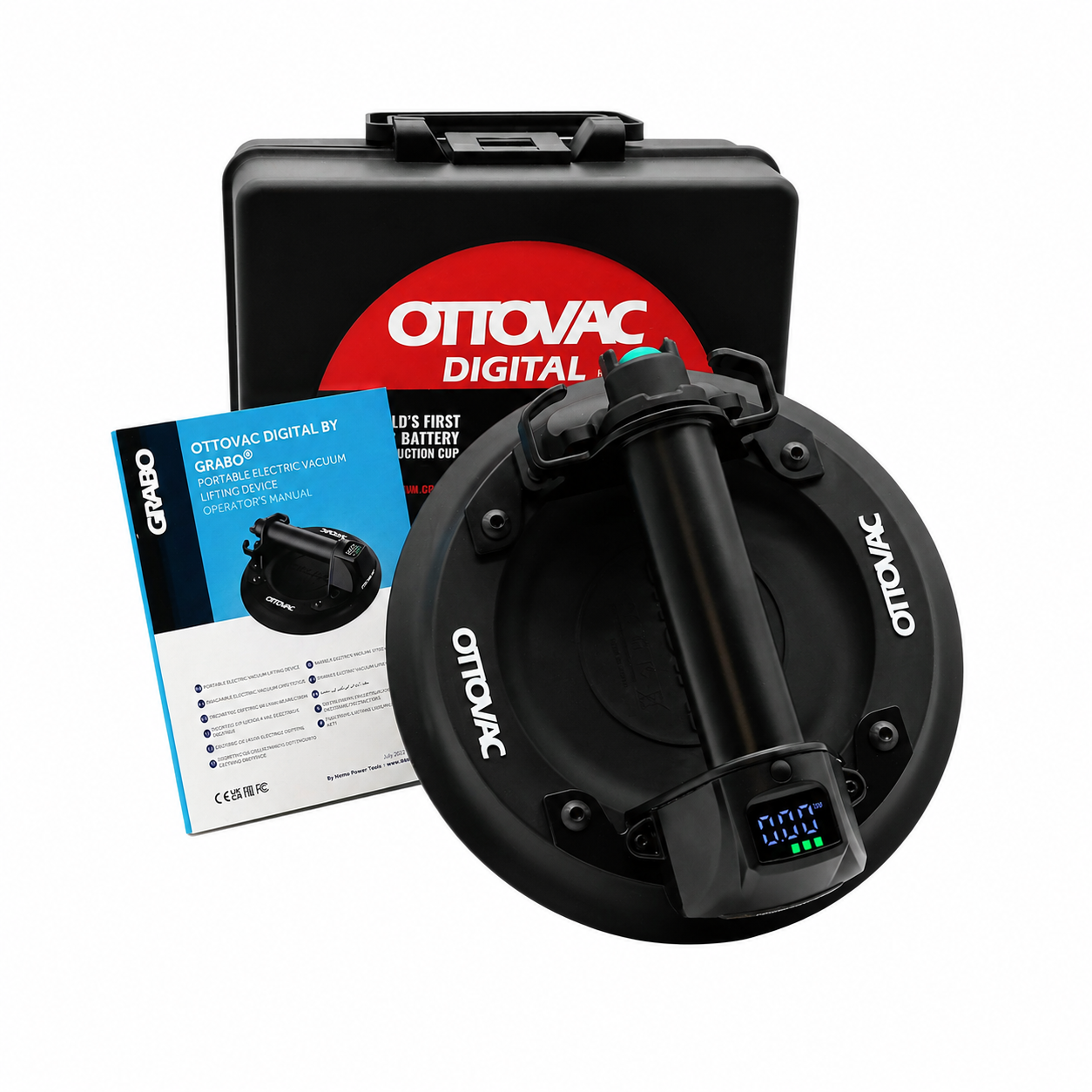 Nemo Grabo Ottovac Digital | Akku-Vakuum-Saugheber mit Auto-Nachsauge-Funktion | inkl. 7,4V Akku oder 4x AA Batterien