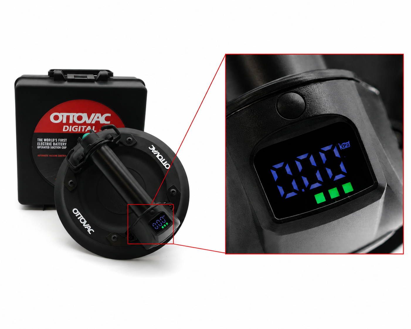 Nemo Grabo Ottovac Digital | Akku-Vakuum-Saugheber mit Auto-Nachsauge-Funktion | inkl. 7,4V Akku oder 4x AA Batterien